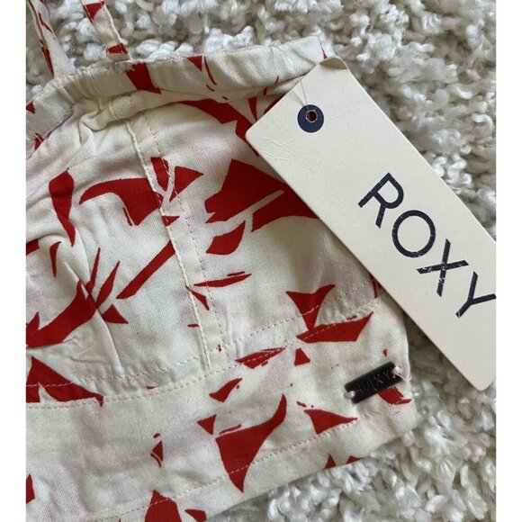 Roxy Womens NWT Crop Tank Red & Cream Abstract Print Top Adjustable Straps XS - Picture 7 of 7
